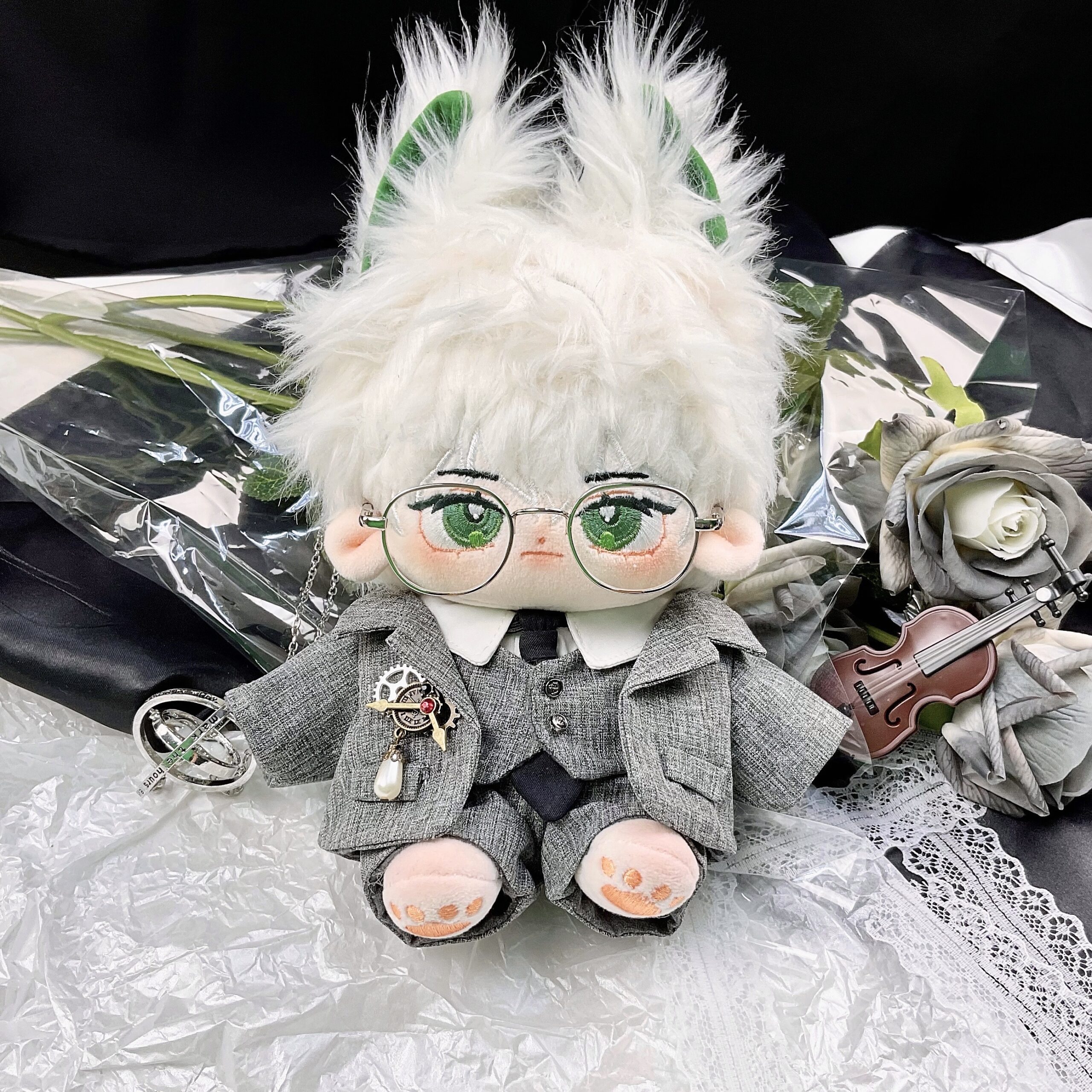 20 cm Cool Suit Pointed Ear Magnetic Plush Tail Companion Doll Wholesale 20cm Cool Suit Pointed Ear Magnetic Plush Tail Doll Manufacturer in China | BSCI Certified Factory - Image 1