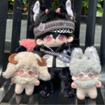 10cm custom animal ear plush keychain doll with detachable velcro scarf, soft rabbit fur
