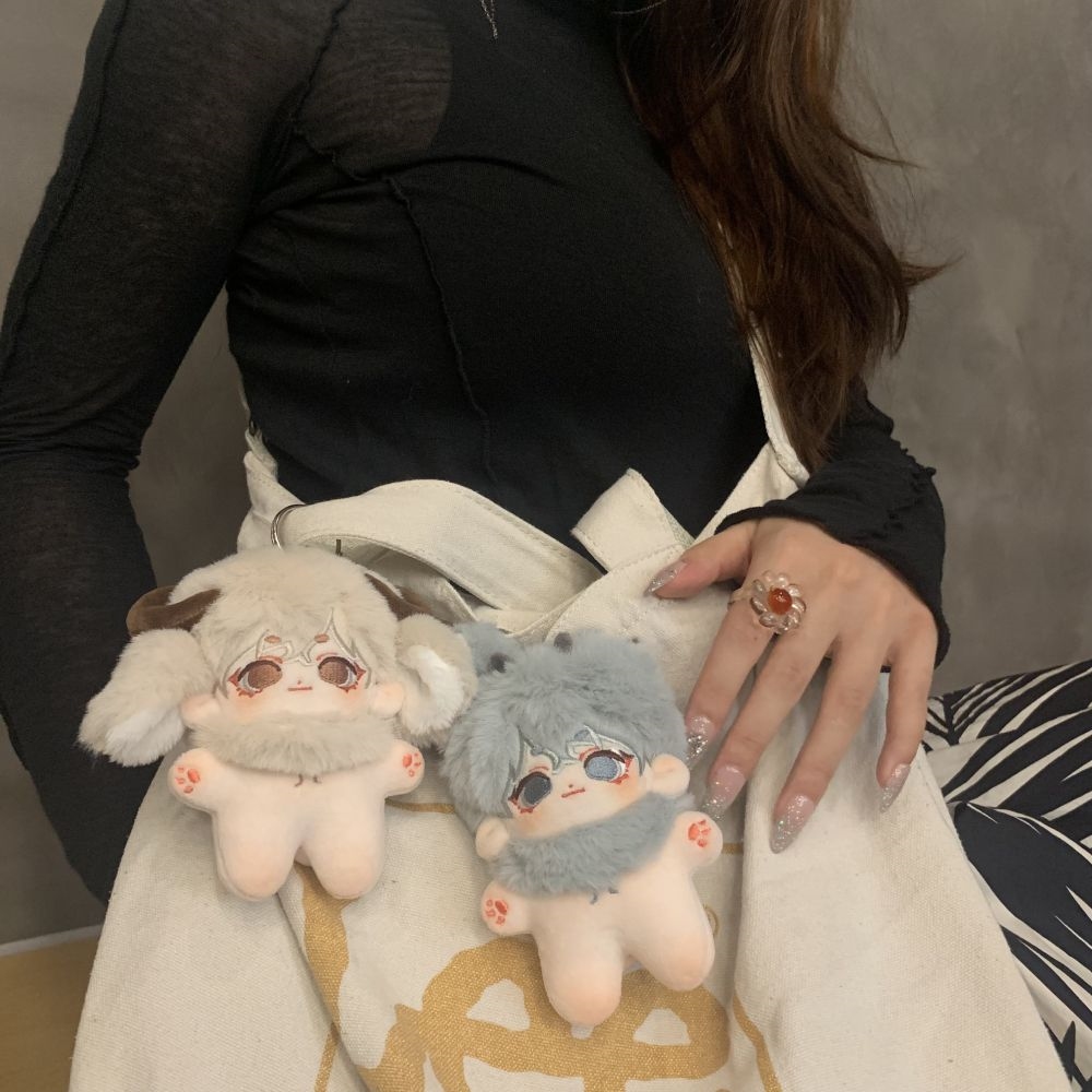 10cm Custom Animal Ear Plush Keychain Doll with Detachable Velcro Scarf (2) 10cm custom animal ear plush keychain doll with detachable velcro scarf, soft rabbit fur