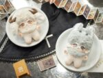 10cm custom animal ear plush keychain doll with detachable velcro scarf, soft rabbit fur