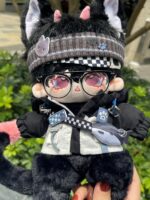 25cm custom black dragon beast body plush doll with bendable tail and optional skeleton