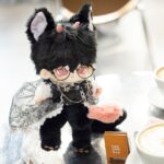 25cm custom black dragon beast body plush doll with bendable tail and optional skeleton