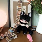 25cm custom black dragon beast body plush doll with bendable tail and optional skeleton