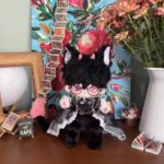 25cm custom black dragon beast body plush doll with bendable tail and optional skeleton