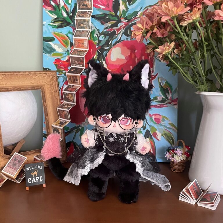 25cm custom black dragon beast body plush doll with bendable tail and optional skeleton
