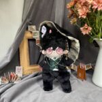 25cm custom black dragon beast body plush doll with bendable tail and optional skeleton