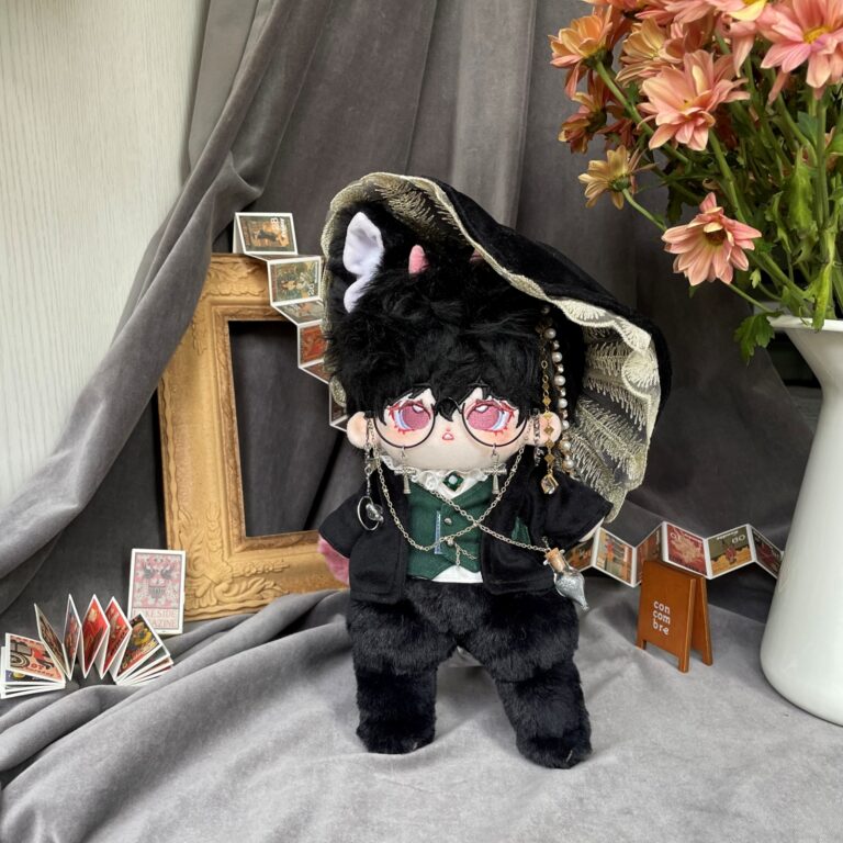 25cm custom black dragon beast body plush doll with bendable tail and optional skeleton