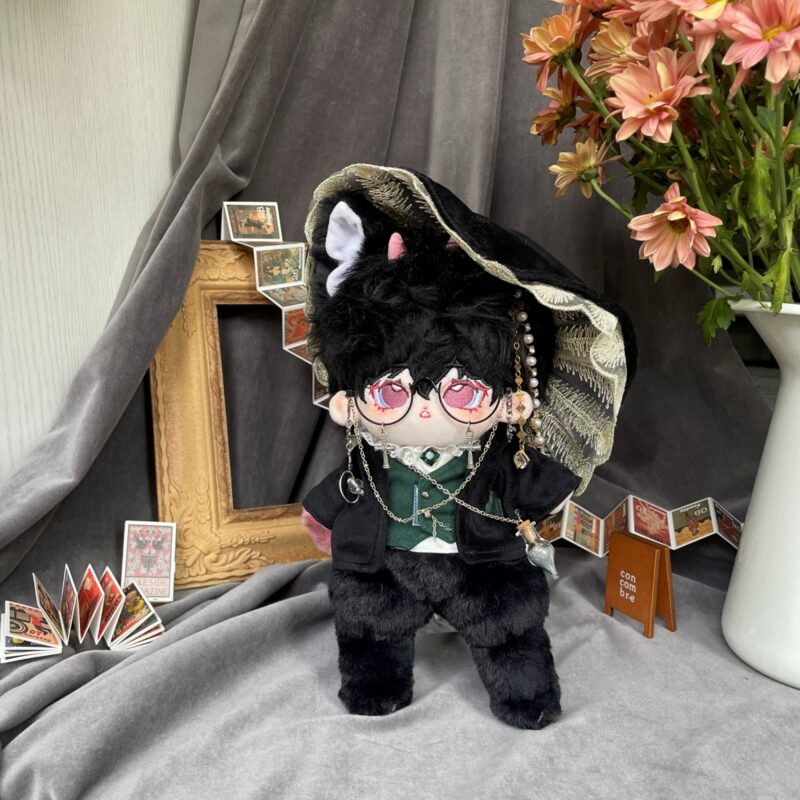 25cm custom black dragon beast body plush doll with bendable tail and optional skeleton