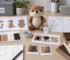 Custom plush sample approval setup with prototype, artwork, measurements, fabric swatches and review checklist
